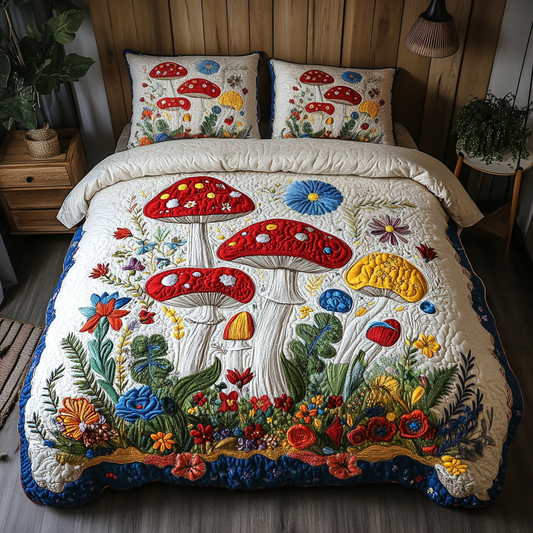 Enchanted Shrooms 3-Piece Quilted Bedding Set NCU0VL2568