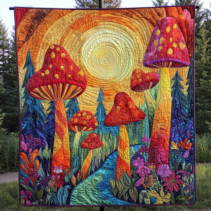 Enchanted Shrooms Quilted Blanket NCU0VH3579