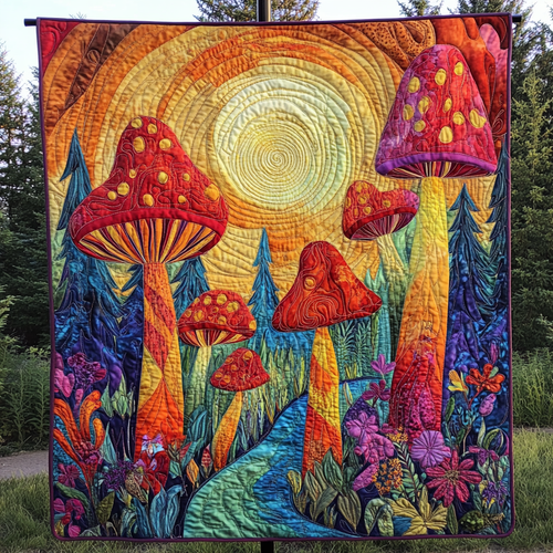Enchanted Shrooms Quilted Blanket NCU0VH3579