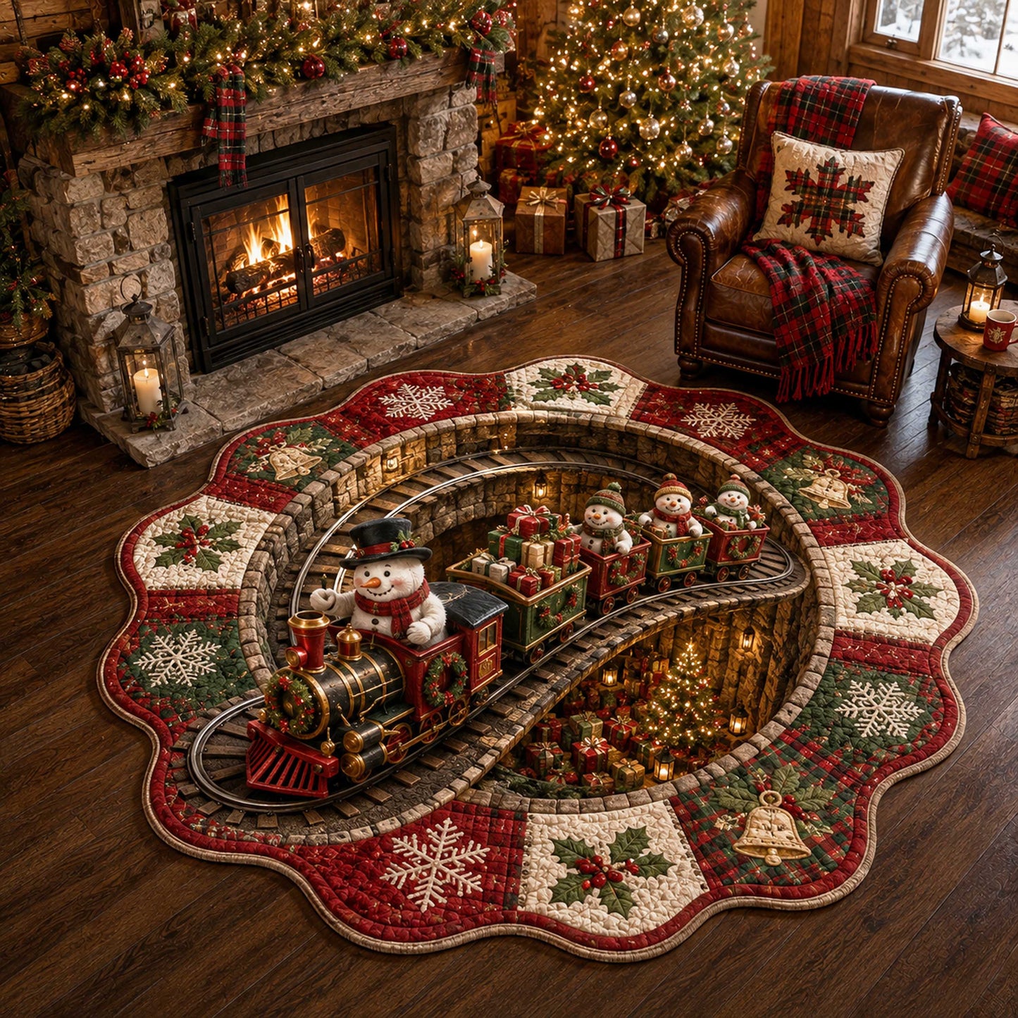 Enchanted Snowman Custom Shape Area Rug NCU0TD3159