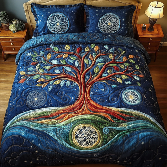Enchanted Tree Of Light 3-Piece Quilted Bedding Set NCU0VL908