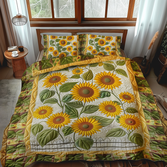 Enchanting Sunflowers 3-Piece Quilted Bedding Set NCU0VL217
