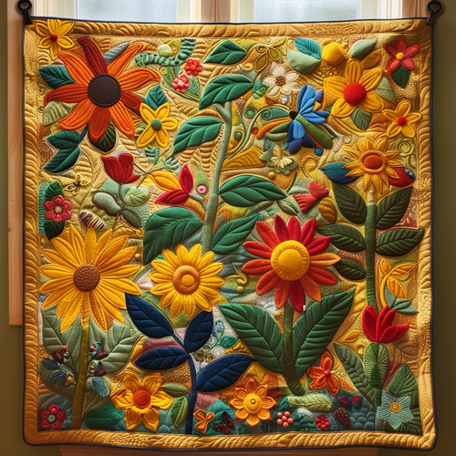 Endearing Sunflowers Quilted Blanket NCU0VL343