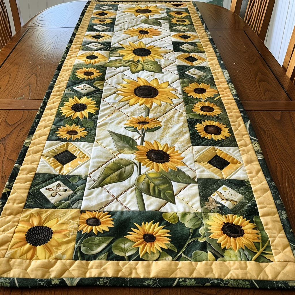 Sunflower Quilted Table Runner NCU0VT20