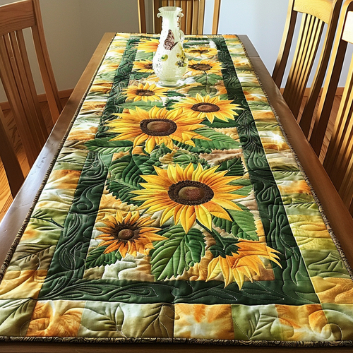 Endearing Sunflowers Quilted Table Runner NCU0VL321