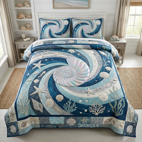 Endless Blue 3-Piece Quilted Bedding Set NCU0PT11802