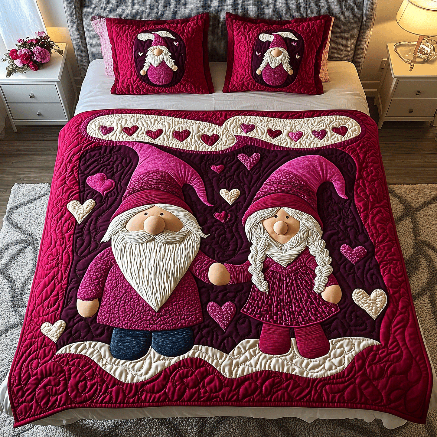 Endless Love Story 3-Piece Quilted Bedding Set NCU0TH2475