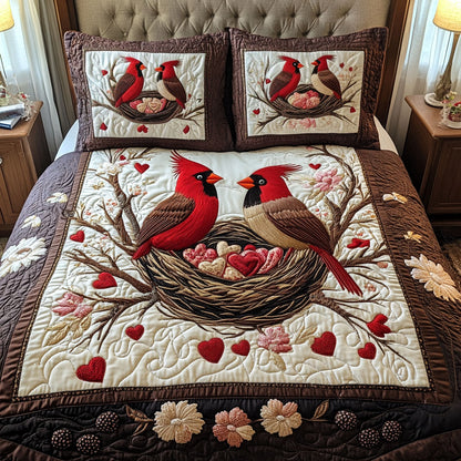 Couple Cardinal 3-Piece Quilted Bedding Set NCU0VT78