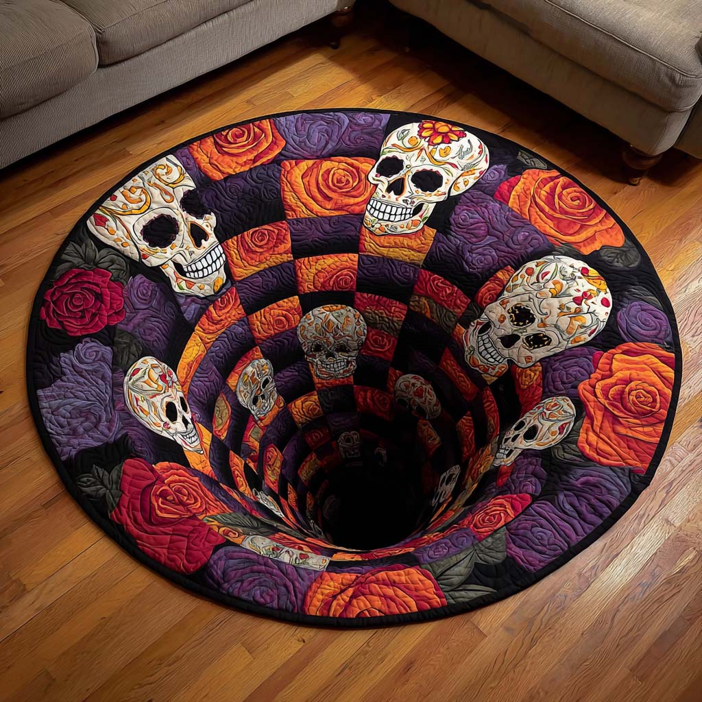 Endless Skulls Quilted Round Mat NCU0NT9926