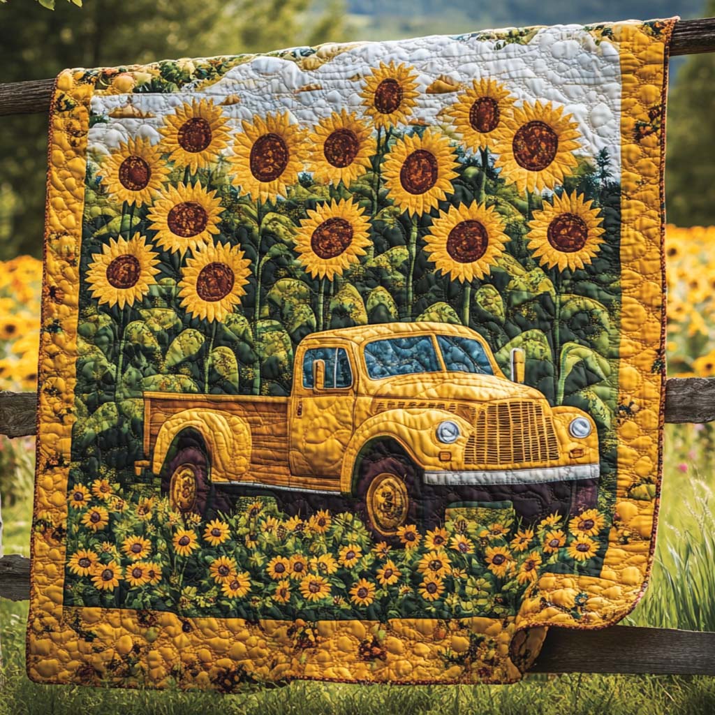 Endless Sunflower Field Quilted Blanket NCU0XD362