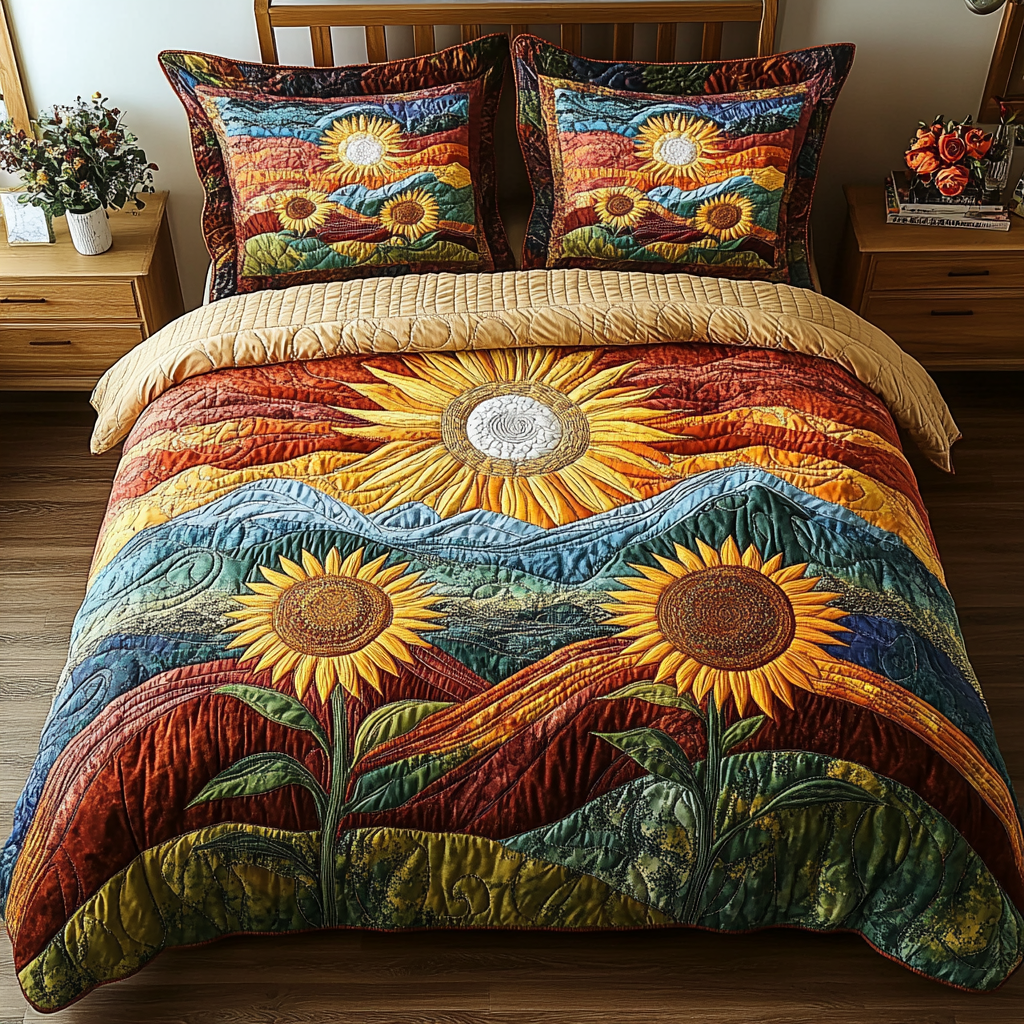 Endless Sunshine 3-Piece Quilted Bedding Set NCU0DV4525