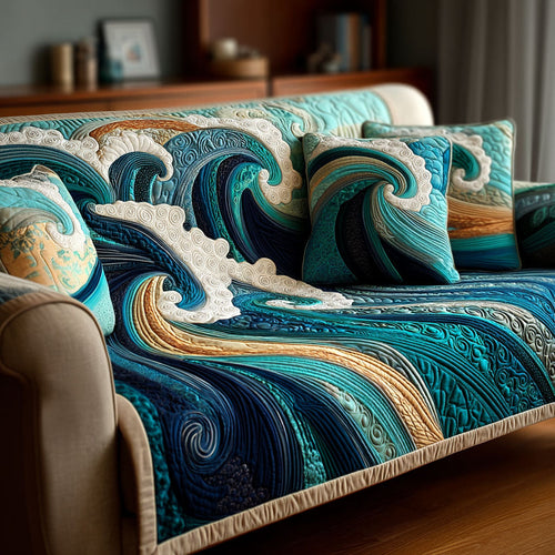 Endless Tide Quilted Sofa Cover NCU0NT11786