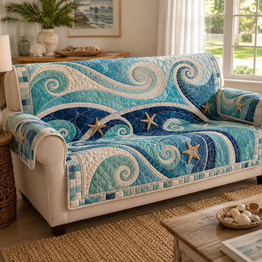 Endless Waves Quilted Sofa Cover NCU0PT11981
