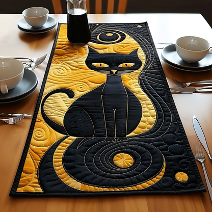 Enigmatic Eclipse Cat Quilted Table Runner NCU0TH422