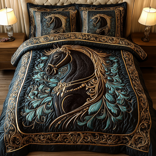 Equestrian Dream 3-Piece Quilted Bedding Set NCU0VH1937
