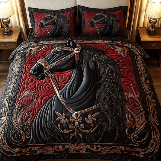 Equestrian Dreams 3-Piece Quilted Bedding Set NCU0VH1959