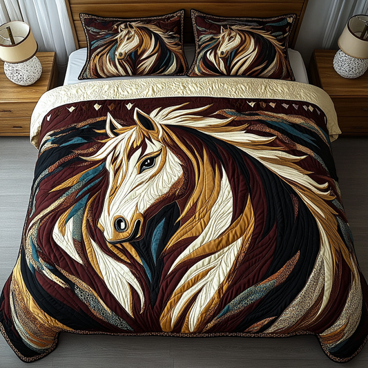 Equestrian Dreams 3-Piece Quilted Bedding Set NCU0VH2670