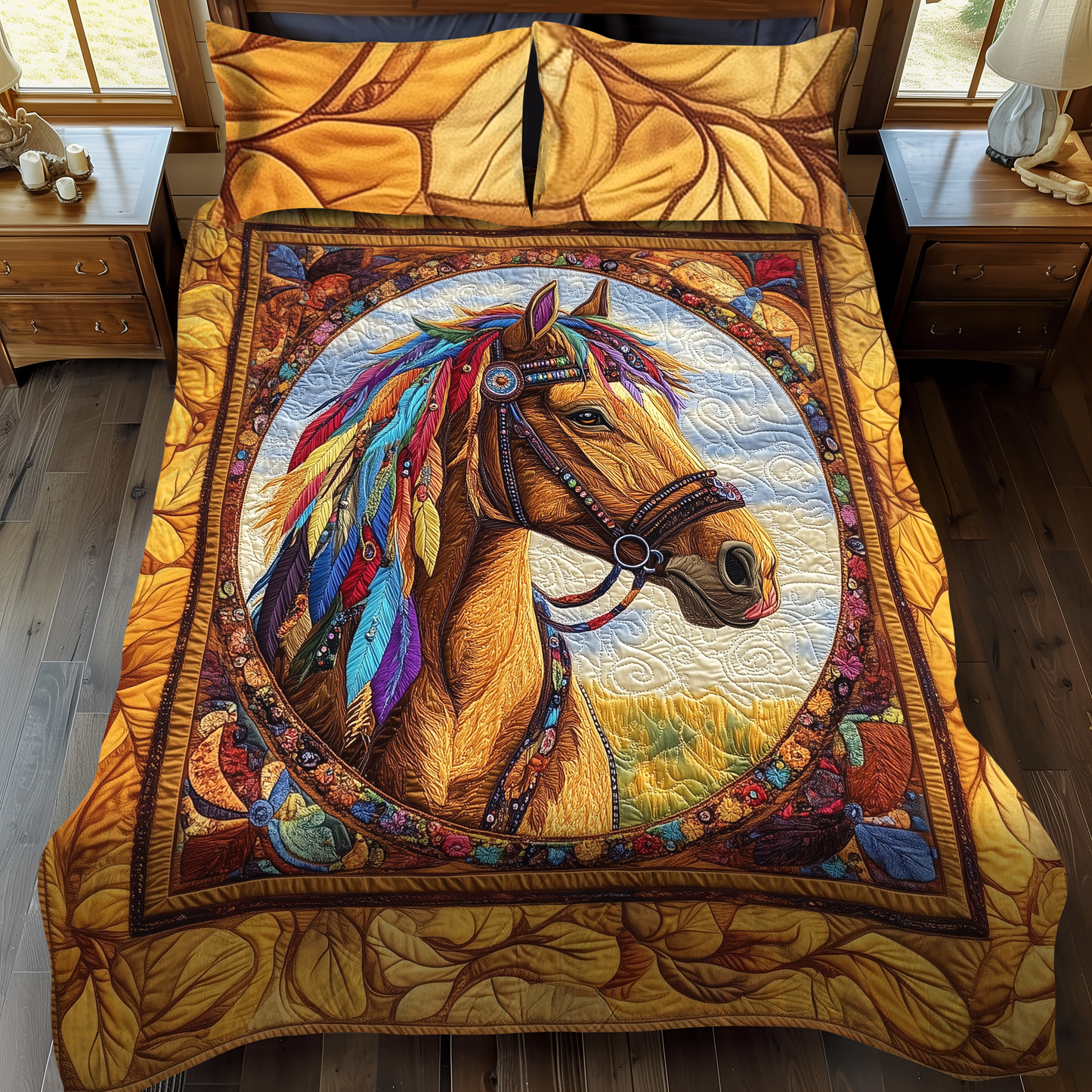 Equestrian Elegance 3-Piece Quilted Bedding Set NCU0DK1709