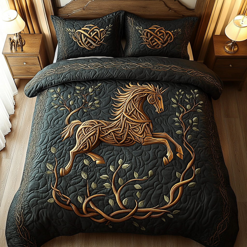 Horse 3-Piece Quilted Bedding Set NCU0VT82