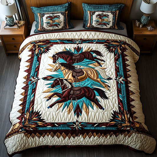 Equestrian Elegance 3-Piece Quilted Bedding Set NCU0VH1821