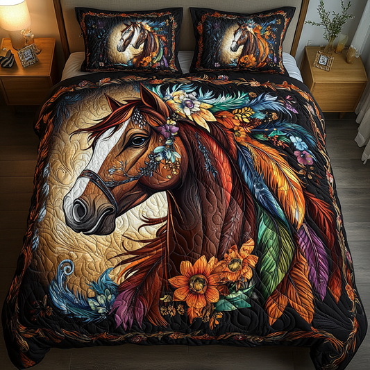 Equestrian Elegance 3-Piece Quilted Bedding Set NCU0VH991