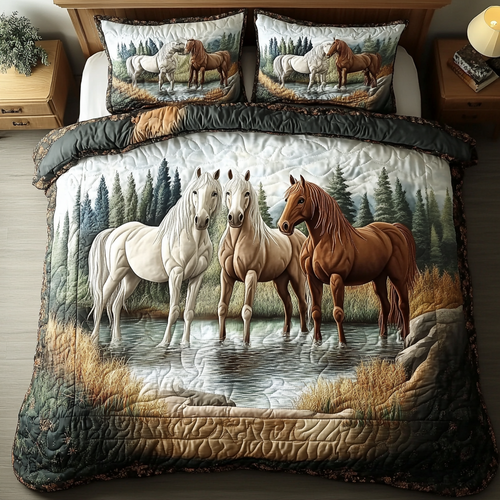 Equestrian Grace 3-Piece Quilted Bedding Set NCU0DK7303