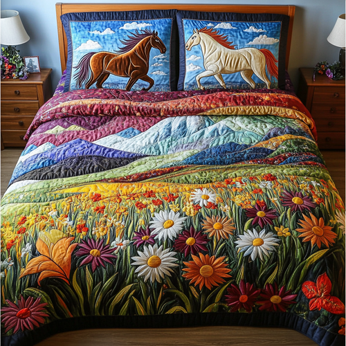 Equestrian Vibes 3-Piece Quilted Bedding Set NCU0DK7152