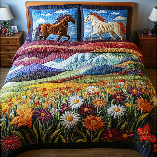 Equestrian Vibes 3-Piece Quilted Bedding Set NCU0DK7152