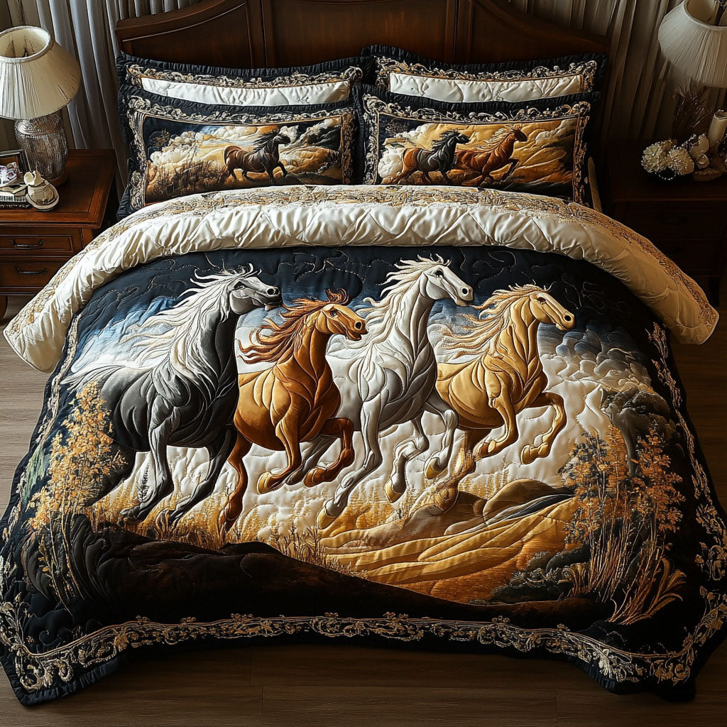 Equine Elegance 3-Piece Quilted Bedding Set NCU0PT3907