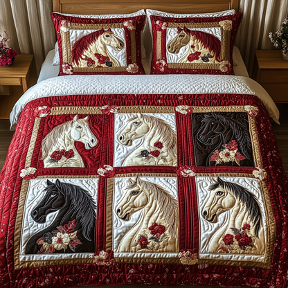 Equine Elegance 3-Piece Quilted Bedding Set NCU0VH1619