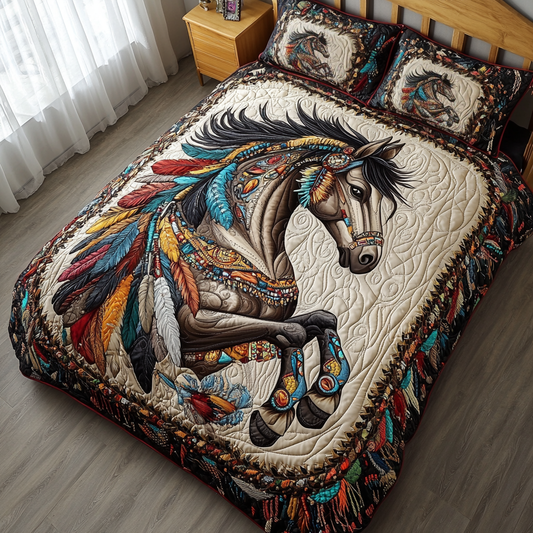 Equine Grace 3-Piece Quilted Bedding Set NCU0DK4293