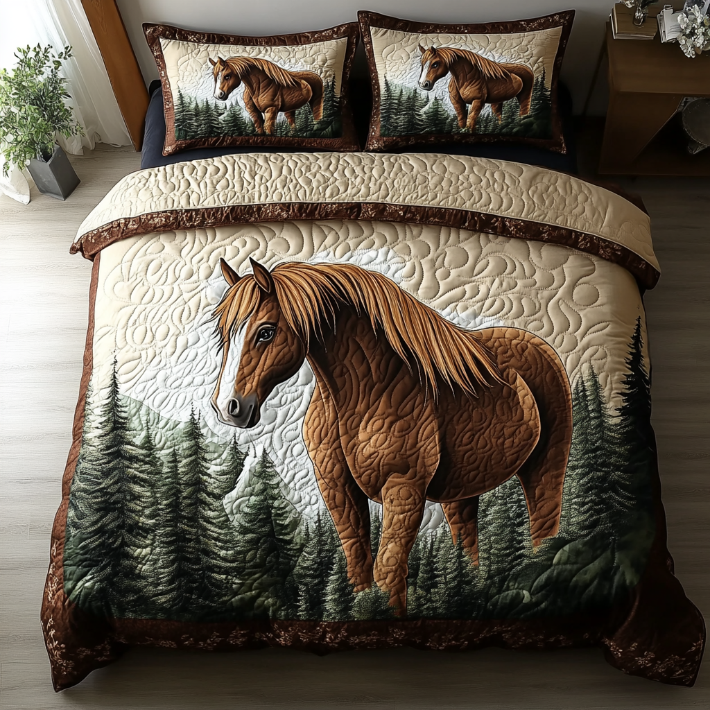 Equine Grace 3-Piece Quilted Bedding Set NCU0DK7074