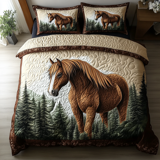 Equine Grace 3-Piece Quilted Bedding Set NCU0DK7074