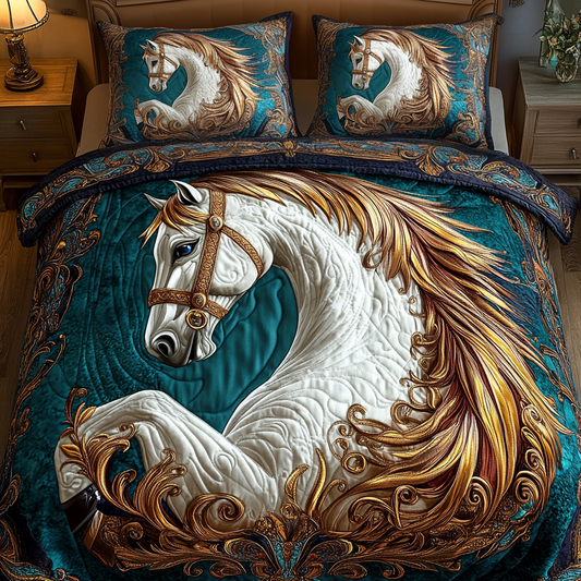 Equine Majesty 3-Piece Quilted Bedding Set NCU0VH1961