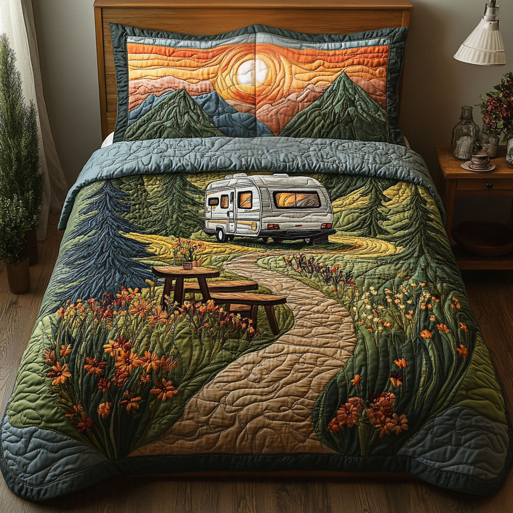 Escape RV 3-Piece Quilted Bedding Set NCU0PT6344