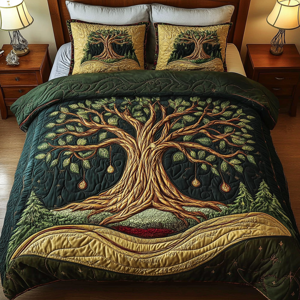 Eternal Bloom 3-Piece Quilted Bedding Set NCU0VH1693