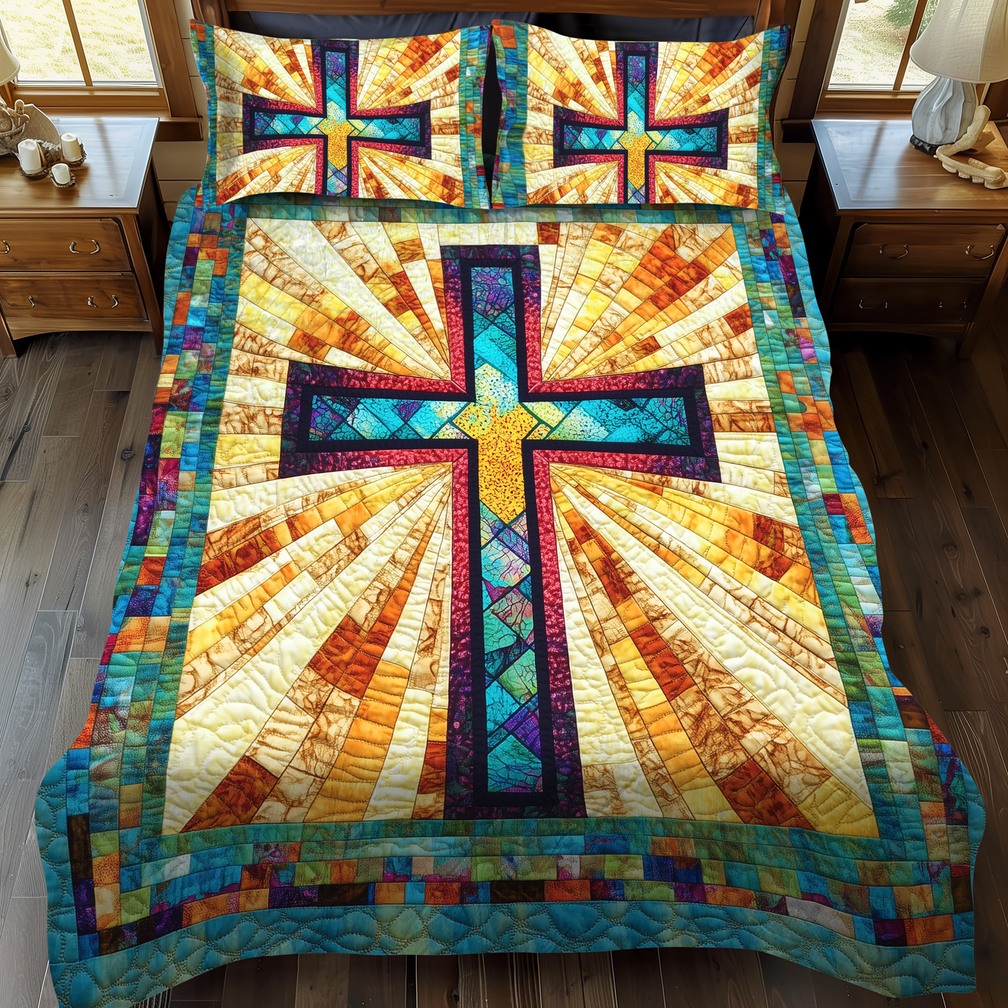 Eternal Cross 3-Piece Quilted Bedding Set NCU0VL508