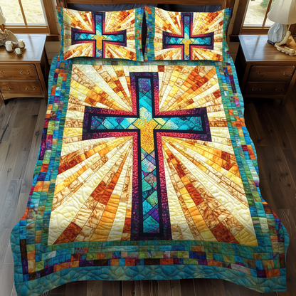 Eternal Cross 3-Piece Quilted Bedding Set NCU0VL508