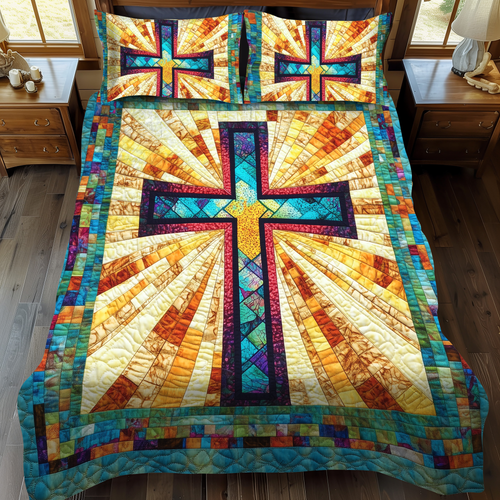 Eternal Cross 3-Piece Quilted Bedding Set NCU0VL508