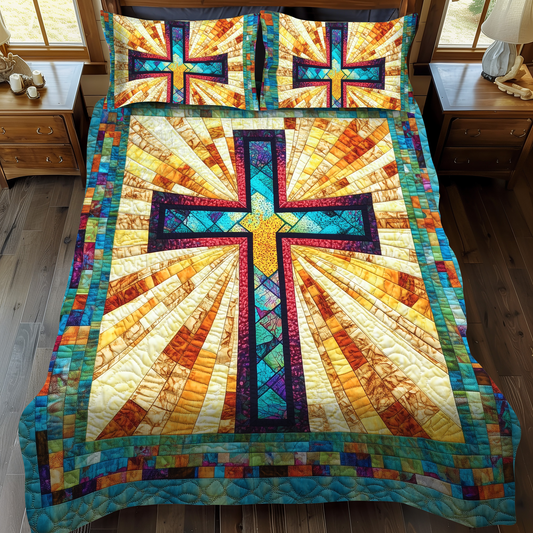 Eternal Cross 3-Piece Quilted Bedding Set NCU0VL508