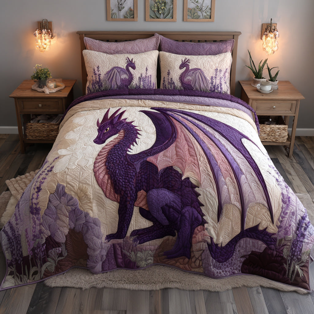 Eternal Flame Wyrm 3-Piece Quilted Bedding Set NCU0DV8698