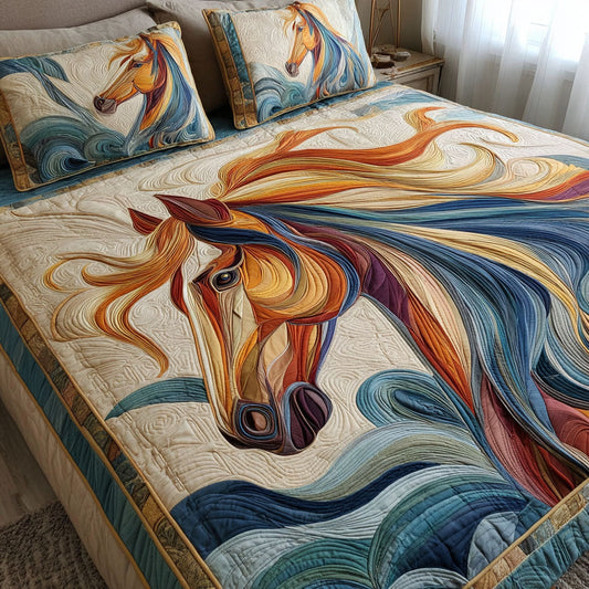 Eternal Gallop 3-Piece Quilted Bedding Set NCU0NT12065