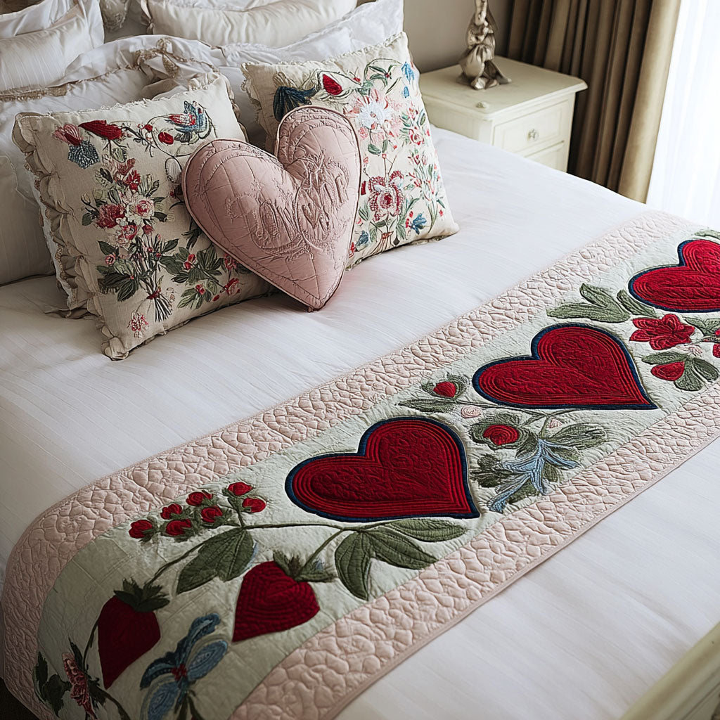 Eternal Hearts Quilted Bed Runner NCU0PT10806