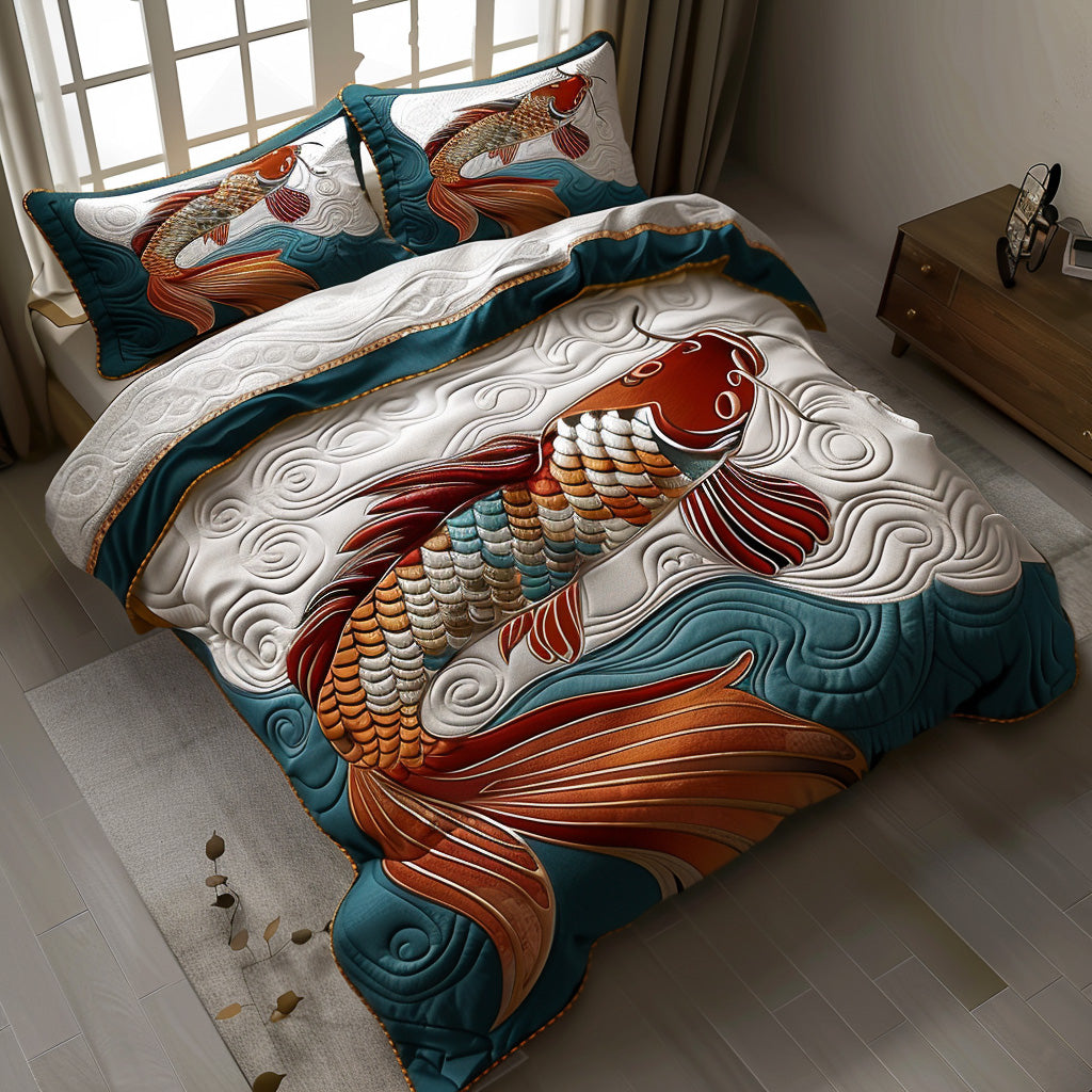 Eternal Koi 3-Piece Quilted Bedding Set NCU0DV6894