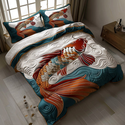 Eternal Koi 3-Piece Quilted Bedding Set NCU0DV6894