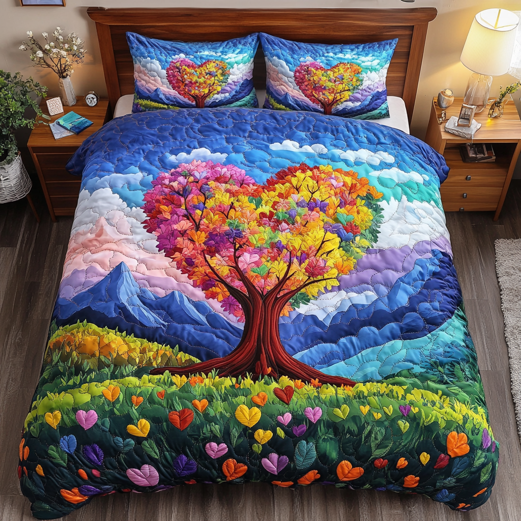 Eternal Love Tree 3-Piece Quilted Bedding Set NCU0DK3178 – Vantique