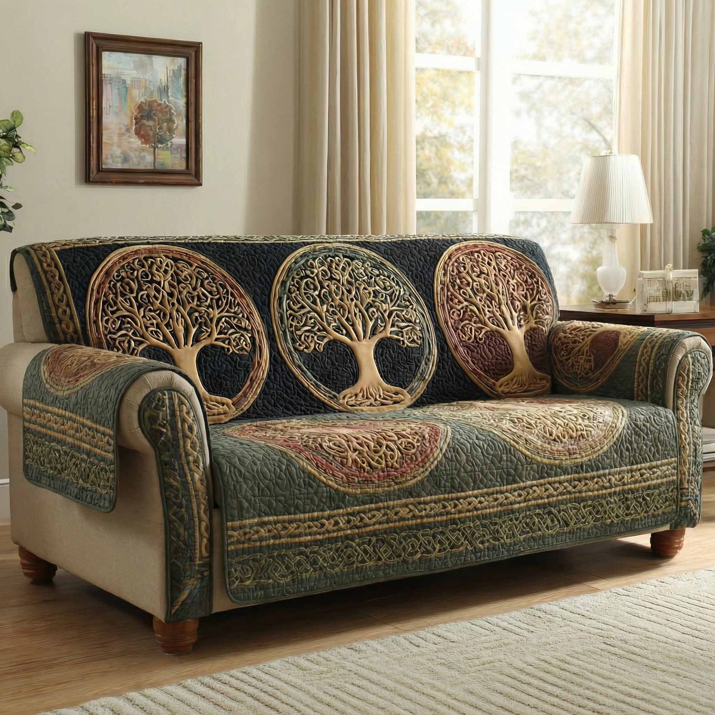 Eternal Orchard Quilted Sofa Cover NCU0XD2375