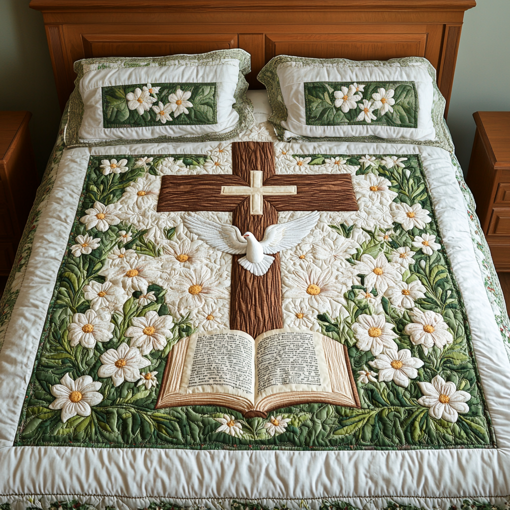 Eternal Peace 3-Piece Quilted Bedding Set NCU0VH1899