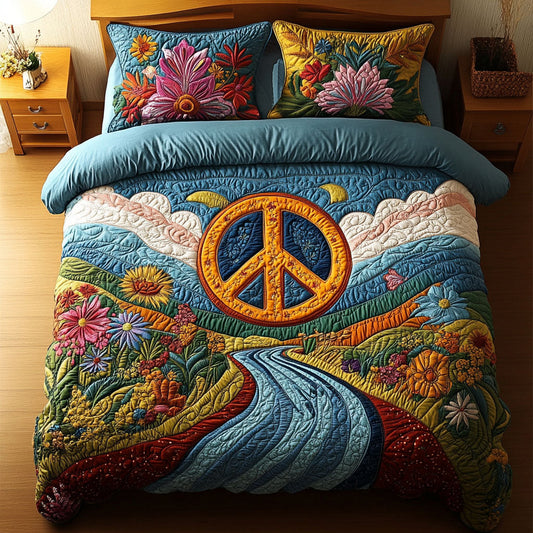 Eternal Peace Valley 3-Piece Quilted Bedding Set NCU0PT4056