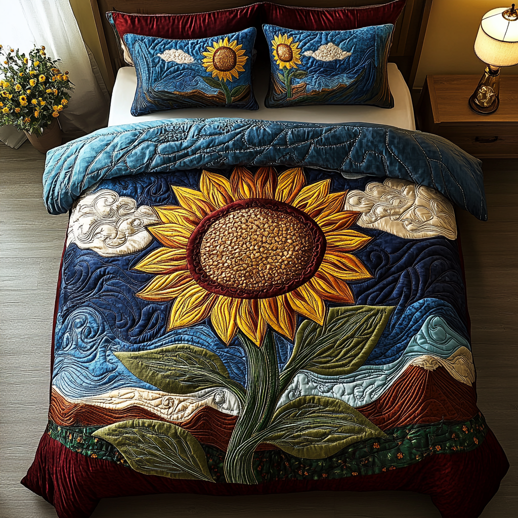 Eternal Sunshine 3-Piece Quilted Bedding Set NCU0DK4621
